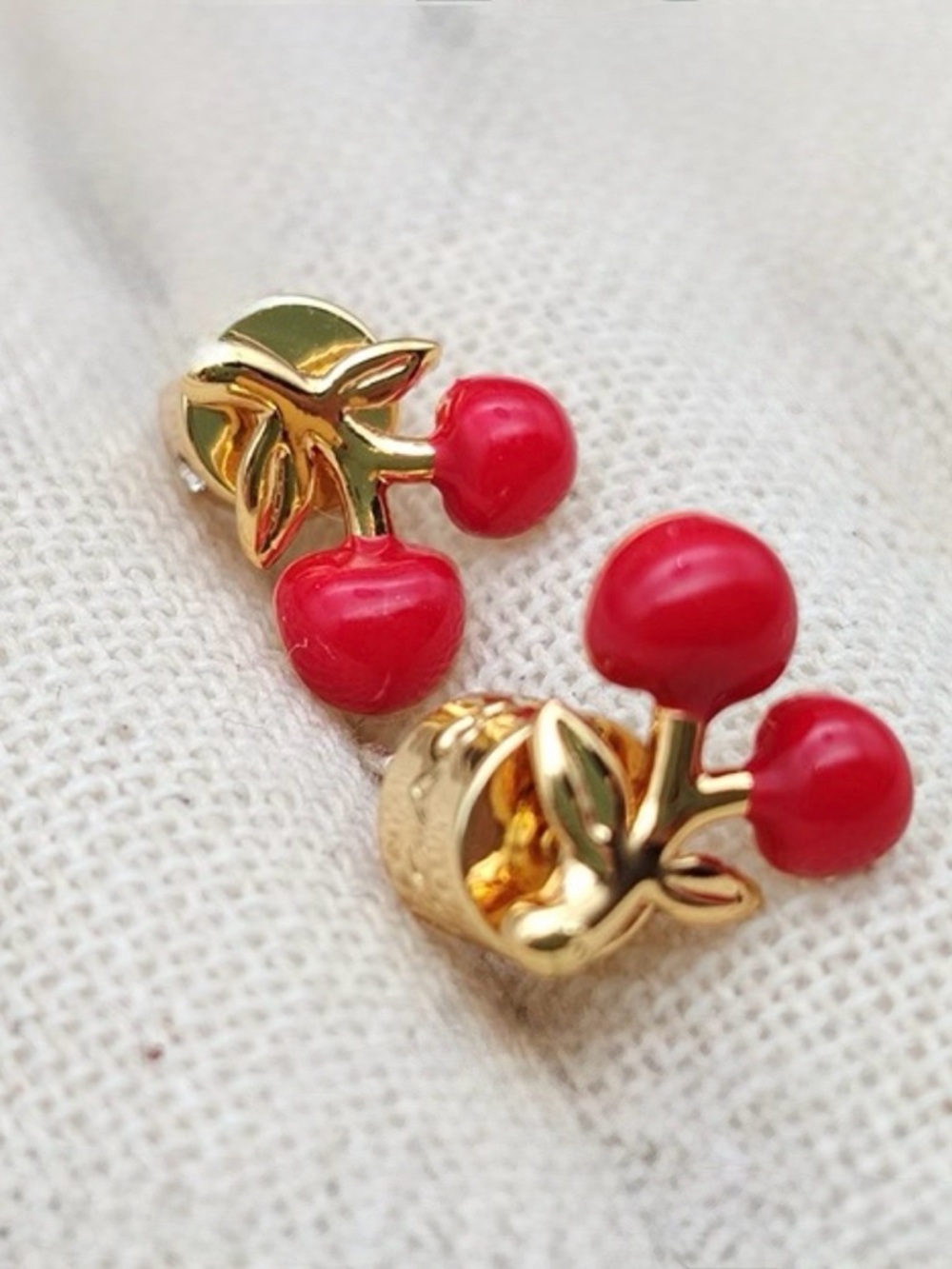 COACH Red Enamel Vintage Charms Cherry Stud Earrings - Picture 3 of 6
